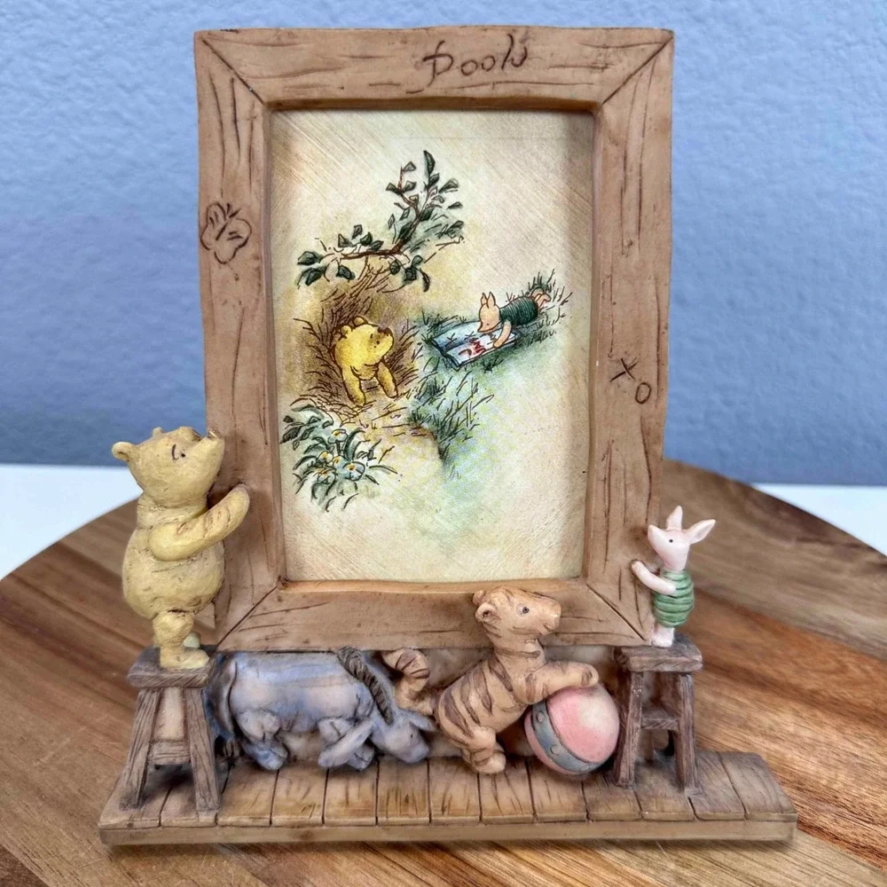 VTG Disney Classic Winnie the Pooh Charpente 3D Resin Picture Frame Nursery RARE
